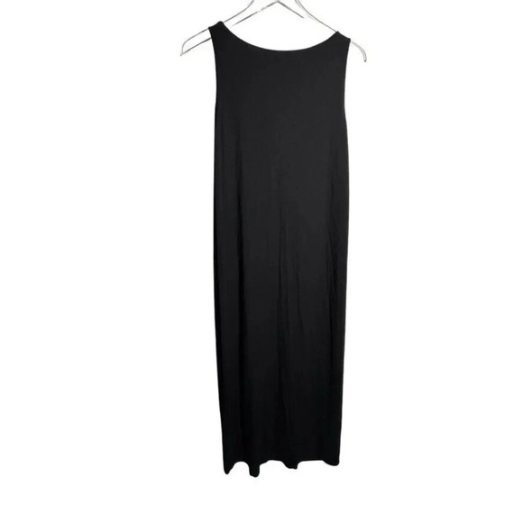 Eileen Fisher System Maxi Dress Black knit Sleeveless size Large Lagenlook - Picture 4 of 8